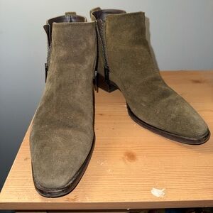 Aquatalia Olive Suede Ankle Boots, Size 10
